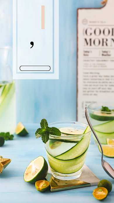 蓝天简约月签你好七月手机海报背景