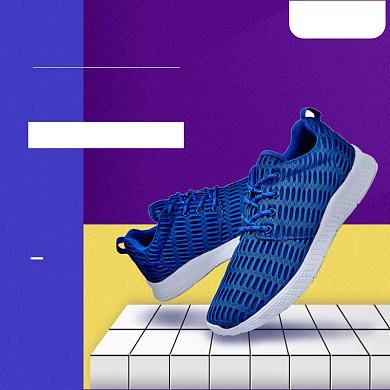 紫色黄色蓝色运动跑鞋直通车背景