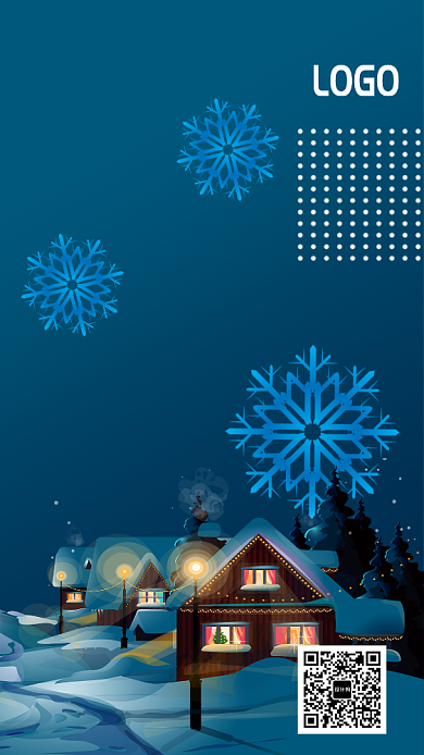 蓝色冬季促销通用手机海报背景