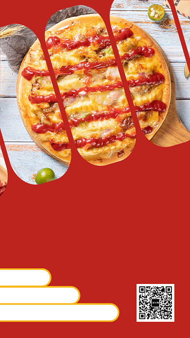 红色披萨店手机海报模板背景