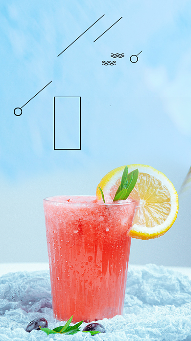 浅蓝色夏日冰爽酷饮手机海报背景