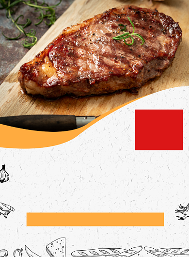 白色简约牛排餐饮美食促销海报背景