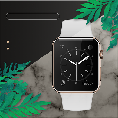 深灰黑植物树叶清新淡雅智能手表直通车背景