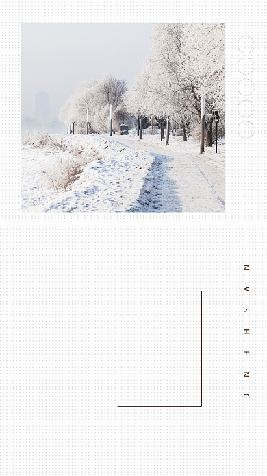 白色书签风节气小寒手机海报背景