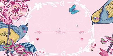 浪漫手绘插画结婚展板背景