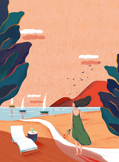 创意卡通夏天插画海报背景