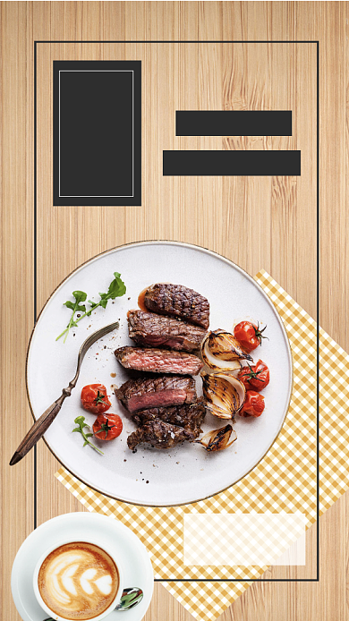 下午茶西餐厅手机海报背景