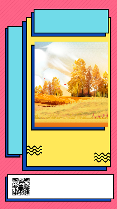 撞色创意几何油画画展手机海报模板背景