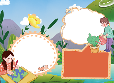 创意卡通植树节小报背景