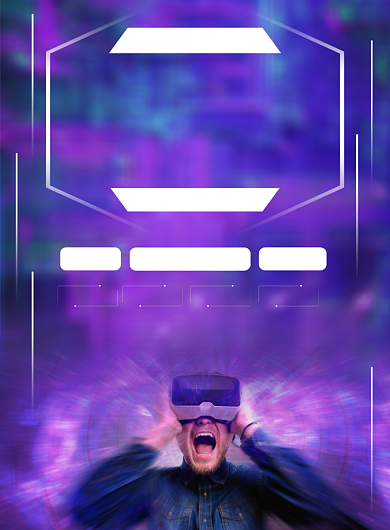 紫色炫彩VR体验海报背景