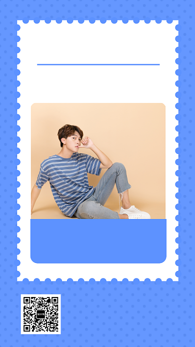 蓝色清新秋季服装促销手机海报模板背景