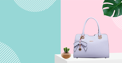 双色清新双十二女包促销电商海报背景