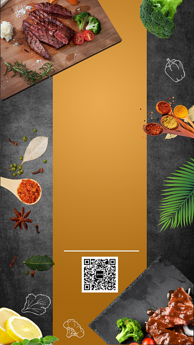 简约创意美味诱惑牛排手机海报背景