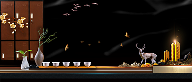 大气高档新中式房地产广告微信公众号素材图片背景