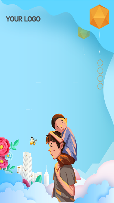 蓝色创意父亲节手机海报背景