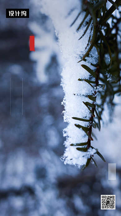 清新简约小雪传统节气手机海报模板背景