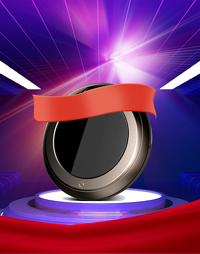 蓝色调扫地机器人年货节促销海报背景