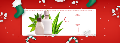 红色圣诞节化妆品打折促销banner背景