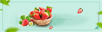草莓线框蓝色简约淘宝banner背景