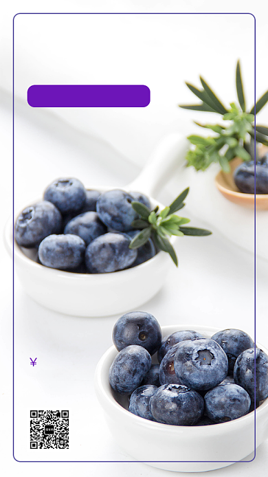 进口蓝莓促销手机海报背景