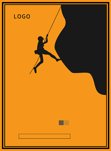 黄黑色手绘运动攀登爬山励志企业文化梦想海报背景