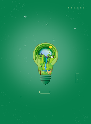 地球一小时绿色环保简约印刷海报背景