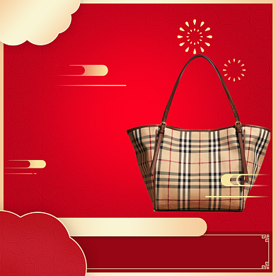 中国风年货节女士拎包直通车背景