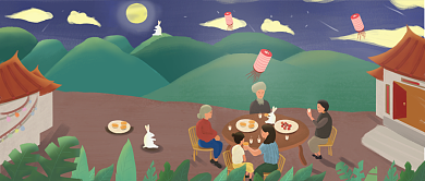 半月十五中秋佳节插画公众号首图背景