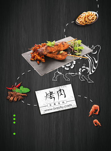 黑色高端烤肉印刷海报背景