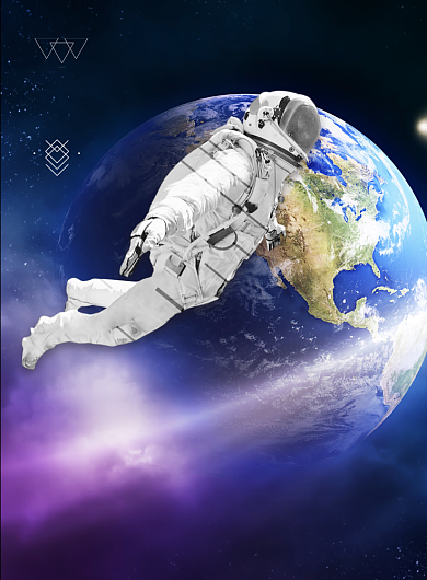 蓝色科技风中国梦航天梦展板设计海报背景