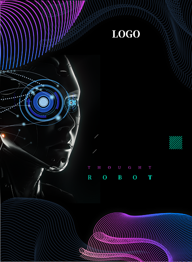 黑色高端商务科技智能AI机器人展览会会展海报背景