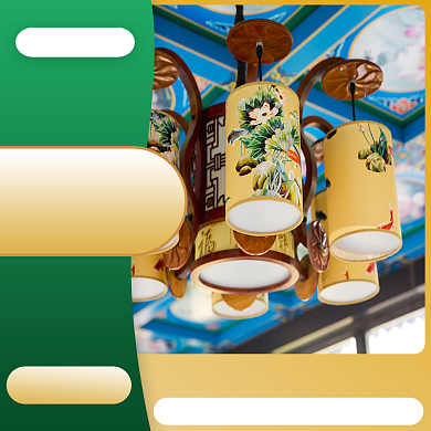 黄色绿色家装新年惠灯饰直通车背景