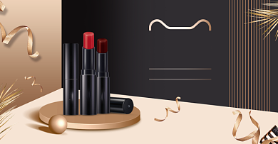 深色调年货节口红优惠促销海报背景