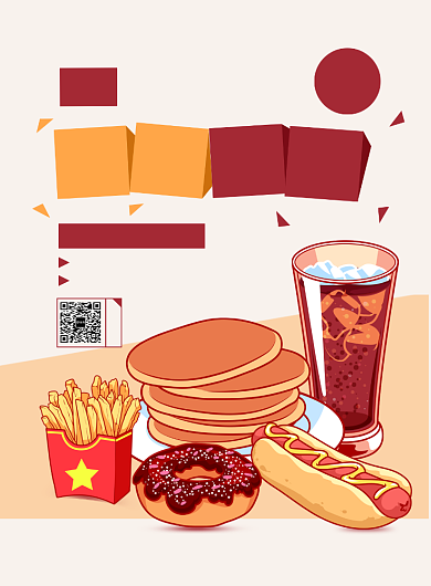 卡通时尚扁平化快餐装修升级优惠促销海报背景