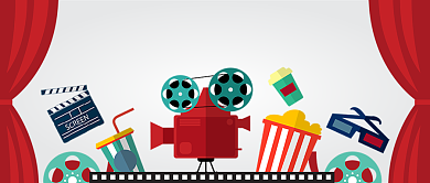 卡通可爱扁平观影打卡系列公众号首图背景