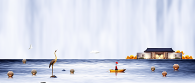 古风新中式房产手机促销海报微信公众号素材图片背景