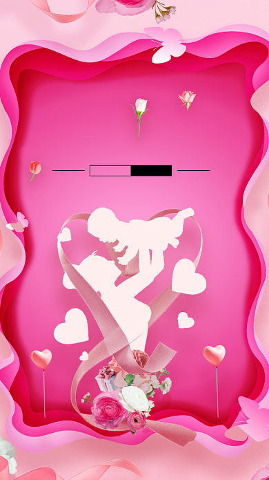 母亲节感恩清新爱心鲜花母女唯美手机海报背景