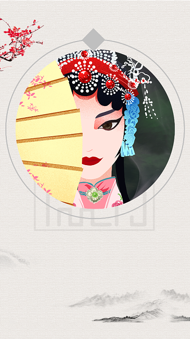 中国风京剧大气手机海报背景