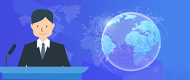 蓝色卡通今日要闻新闻直播主持人公众号首图背景