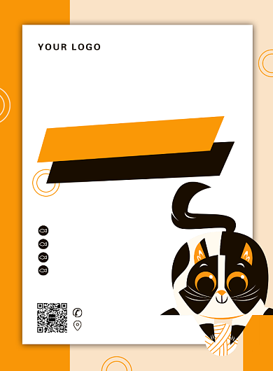 橙色扁平化卡通简约宠物医院广告宣传海报背景