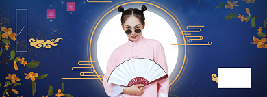 中国风女装折扣专场淘宝banner背景