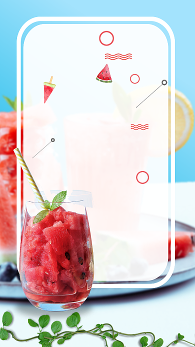 夏季冷饮创意简约蓝色宣传海报背景