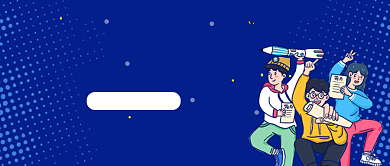 UI设计招募宣传蓝色漫画新媒体配图背景