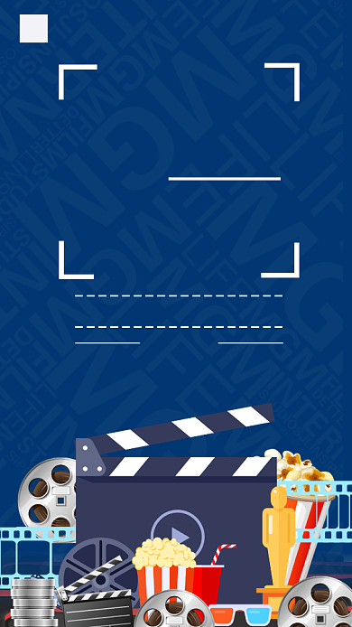 深蓝色卡通观影宣传海报背景