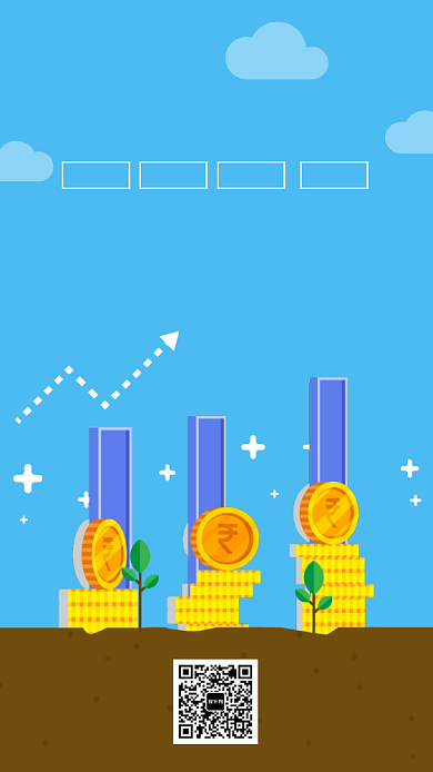 蓝色插画金融理财手机海报背景