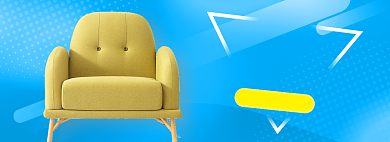 家居沙发蓝色简约海报背景