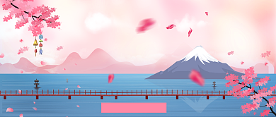 樱花节卡通浪漫公众号首图背景