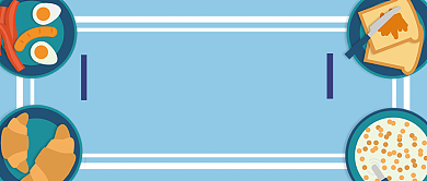 卡通扁平西式餐厅推荐公众号首图背景