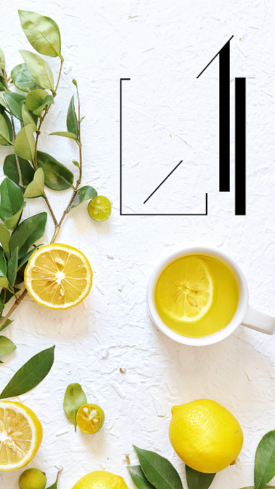 创意清新早茶柠檬日签海报背景
