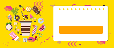 黄色清爽卡通美食新品公众号首图背景